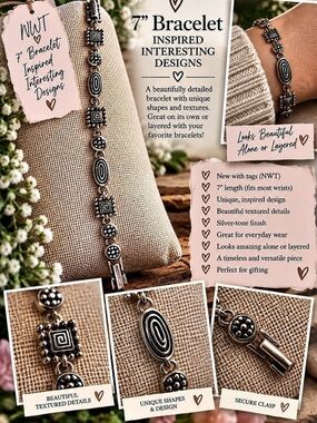 7 in Inspirational Charm Bracelet NWT